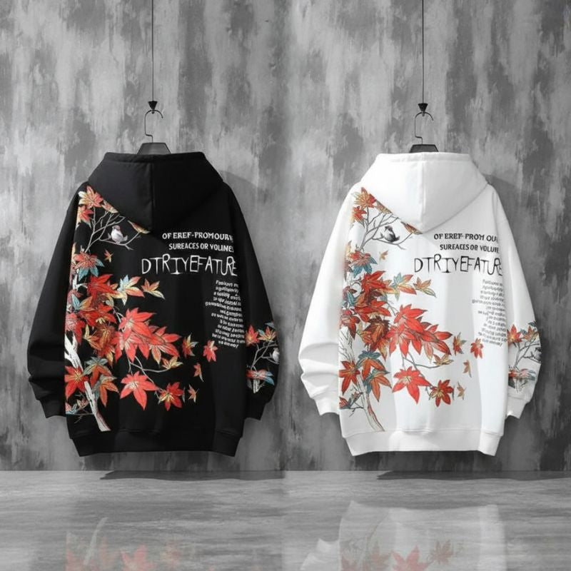 Sweat Japonais En Blanc Avec Motif Feuilles Érable Artistique