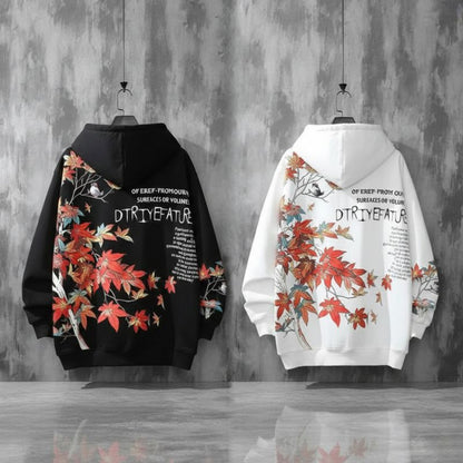 Sweat Japonais En Blanc Avec Motif Feuilles Érable Artistique