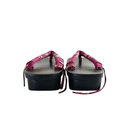 Sandales Geta En Bois Noir Pailleté Avec Lanière Fleurie