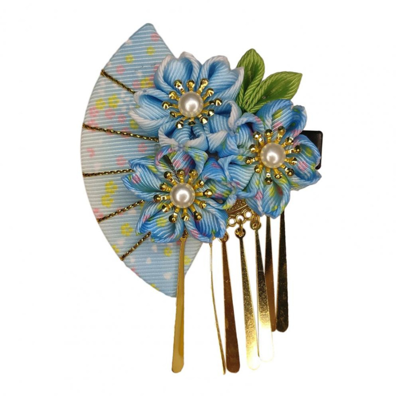 Kanzashi Fleur Japonaise Avec Détails Dorés