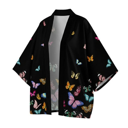 Haori Femme En Motif Papillons Multicolores Élégants