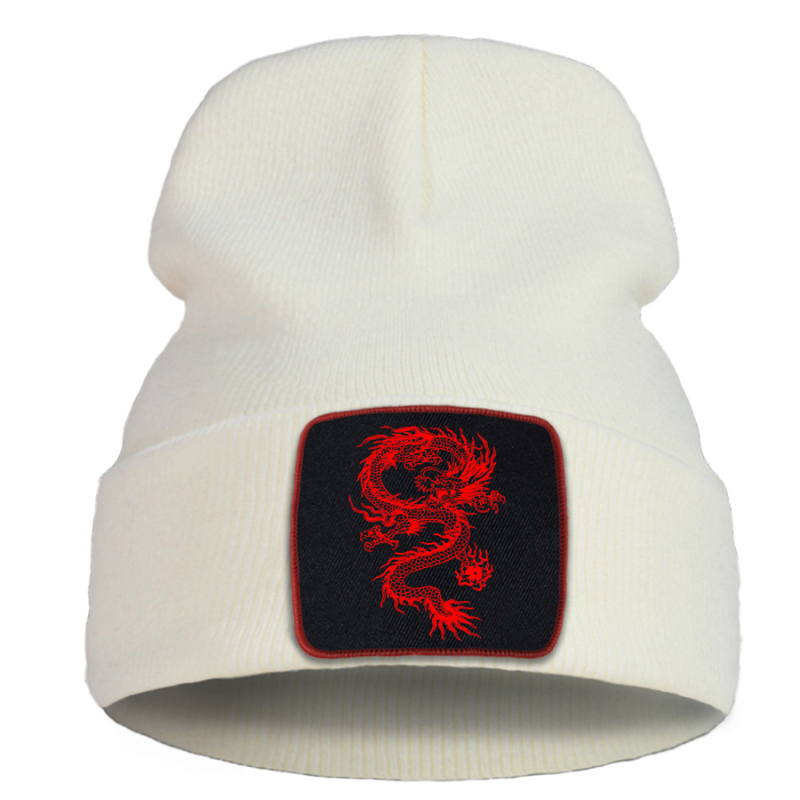 Bonnet Japonais Unisexe Avec Écusson Dragon Rouge