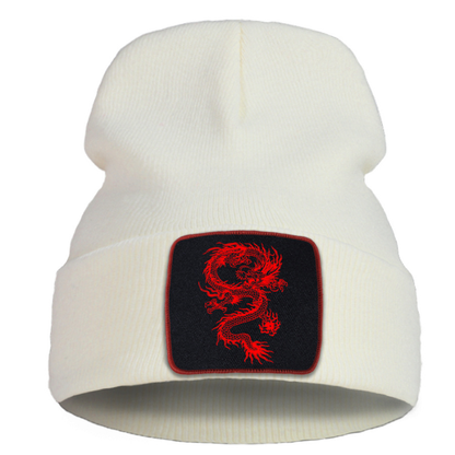 Bonnet Japonais Unisexe Avec Écusson Dragon Rouge