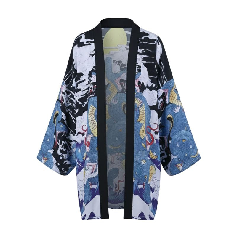 Veste Kimono Style Haori En Design Dragon Mythique