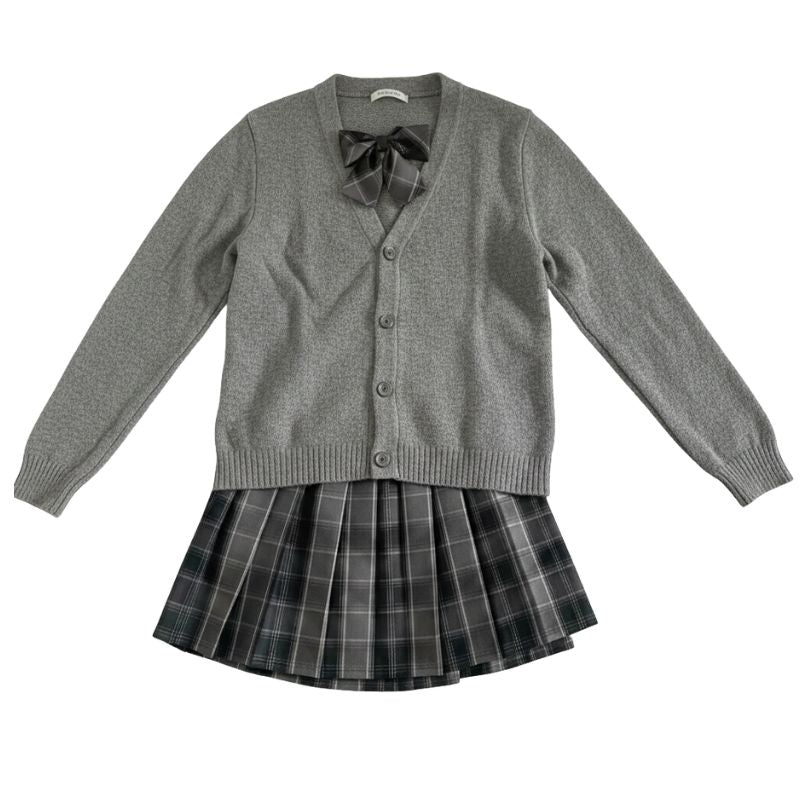 Uniforme Japonais Étudiant Avec Cardigan Et Jupe Plissée Carreaux