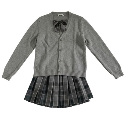 Uniforme Japonais Étudiant Avec Cardigan Et Jupe Plissée Carreaux