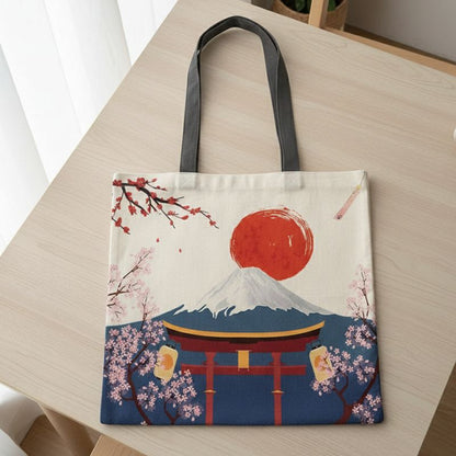Sac Japonais Avec Mont Fuji Et Soleil Rouge