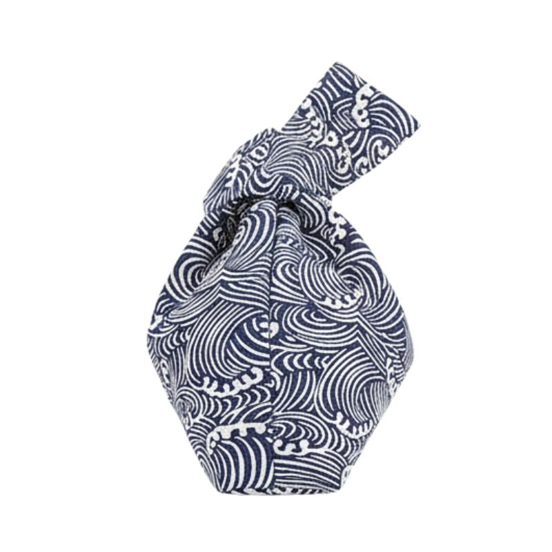 Sac Japonais Bleu Avec Motif Vagues Blanches