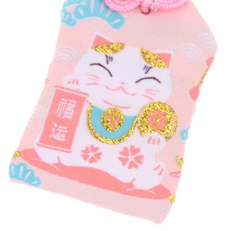 Omamori Japonais Maneki Neko Rose