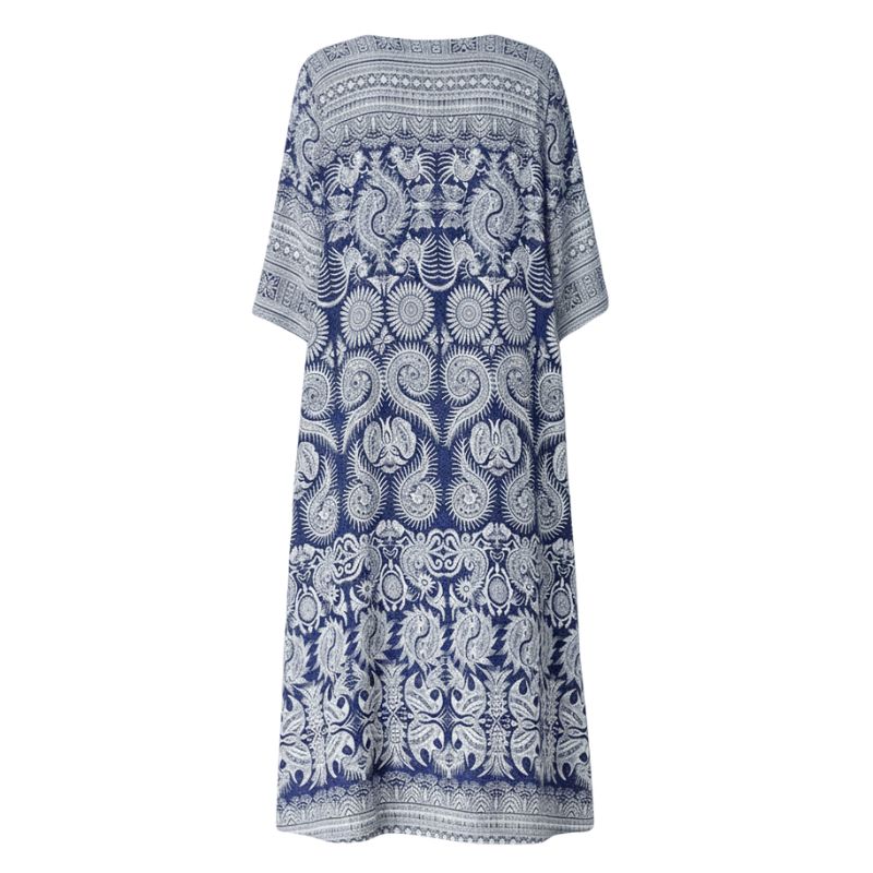 Robe Japonaise En Tissu Fluide Avec Imprimé Traditionnel