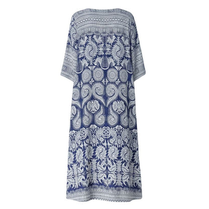 Robe Japonaise En Tissu Fluide Avec Imprimé Traditionnel