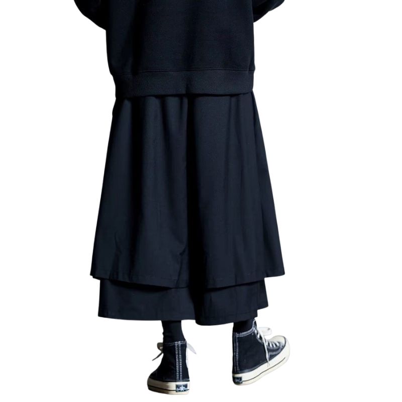 Hakama Homme Noir Ample Avec Double Couche Gothique