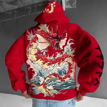 Sweat Japonais Avec Design Dragon Traditionnel