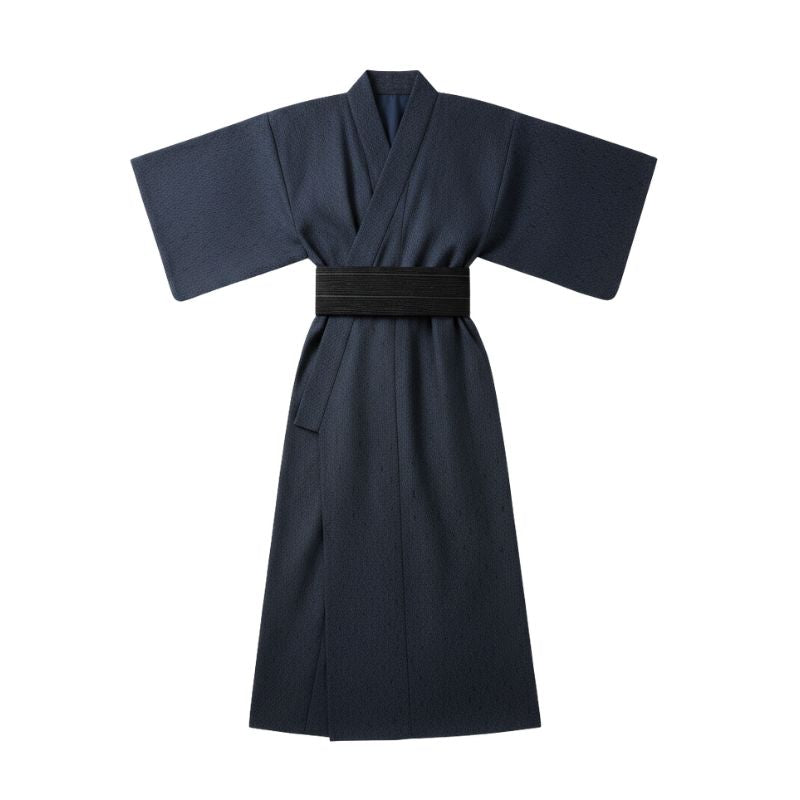 Kimono Japonais Long En Tissu Texturé Avec Ceinture