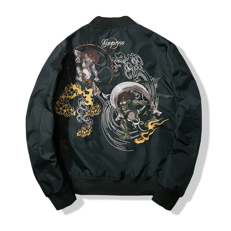 Sukajan Homme Avec Broderie Guerrier Japonais