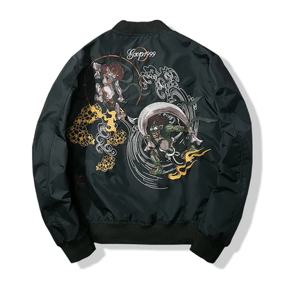 Sukajan Homme Avec Broderie Guerrier Japonais