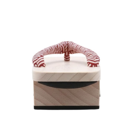 Sandales Geta Avec Lanière Rouge Motif Vagues