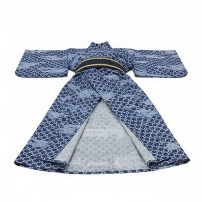 Kimono Japonais Bleu À Motifs Géométriques