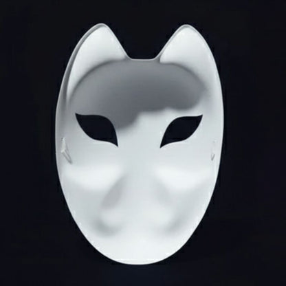 Masque Kitsune Japonais Rigide Avec Motif Renard Stylisé