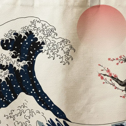 Sac Japonais Avec Motif Grande Vague Et Soleil