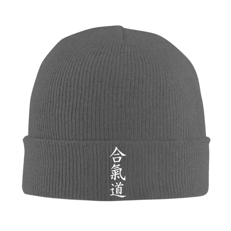 Bonnet Japonais En Maille Avec Broderie Kanji Verticale