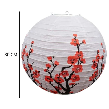 Lanterne Japonaise Ronde En Papier Motif Fleurs De Cerisier