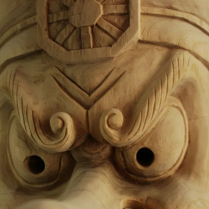 Masque Nô Traditionnel En Bois Massif