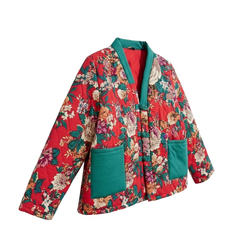 Hanten Femme Rouge Intense En Motif Floral