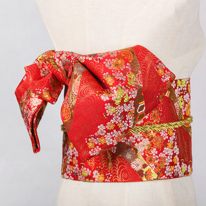 Ceinture Obi Japonaise Style Geisha Motif Fleuri