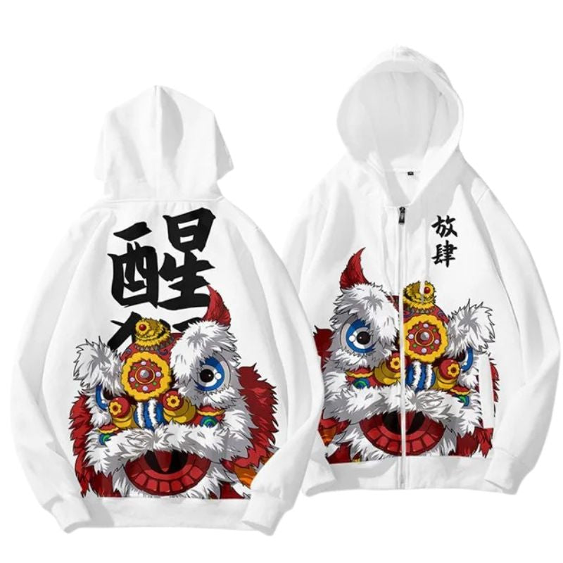 Sweat Japonais Avec Motif Lion Dansant Traditionnel