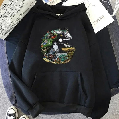 Sweat Japonais En Style Anime Avec Motif Paysage Fantaisie