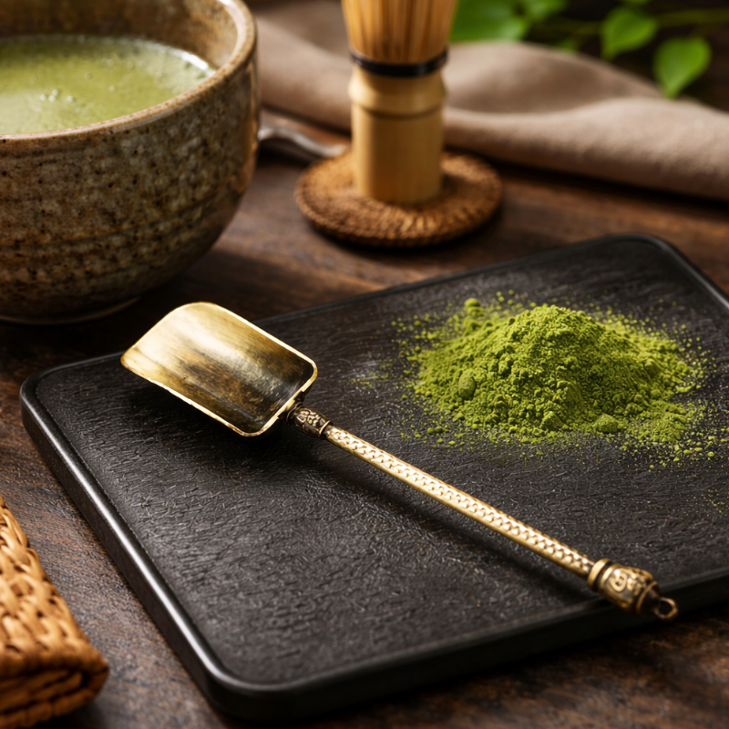 Cuillère Matcha Traditionnelle En Métal Style Vintage