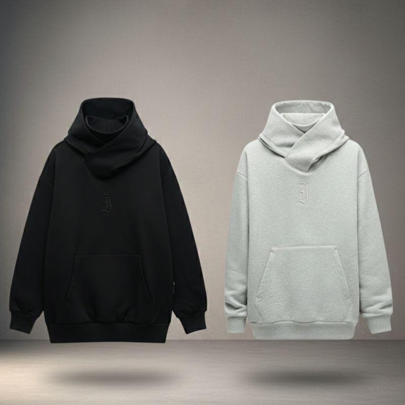 Sweat Japonais Streetwear Avec Capuche Col Roulé