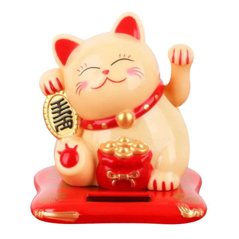 Maneki Neko Souriant À Énergie Solaire