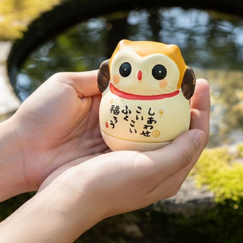 Daruma Hibou aux Grands Yeux