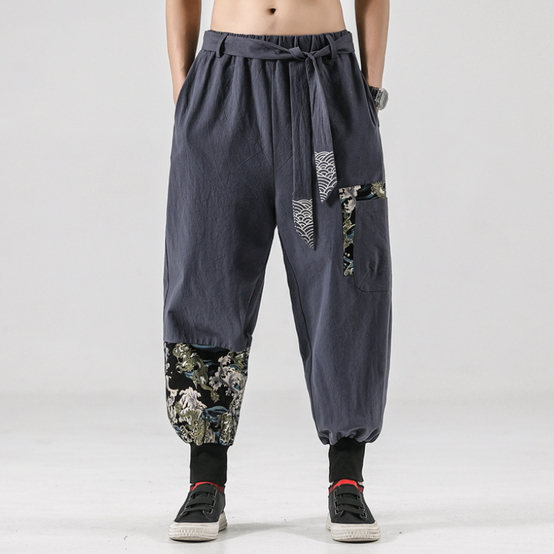 Pantalon Japonais Sarouel Homme Coupe Ample Imprimée
