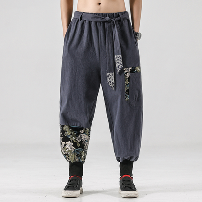 Pantalon Japonais Sarouel Homme Coupe Ample Imprimée