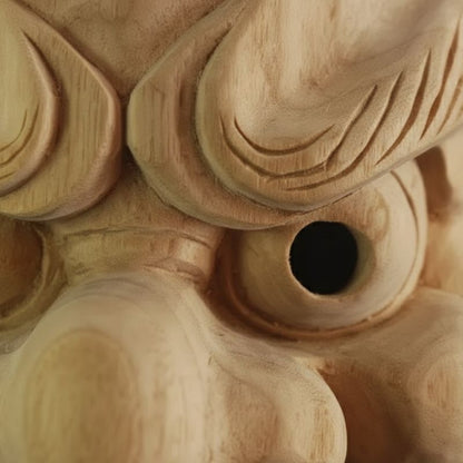 Masque Nô En Bois Avec Expression Démoniaque