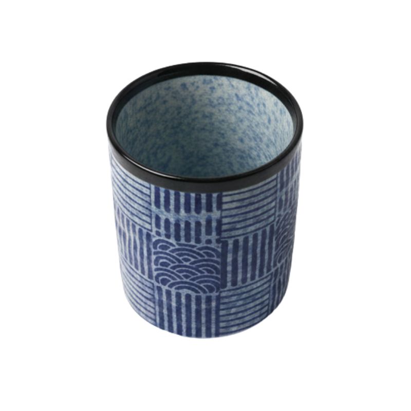 Tasse Japonaise en Céramique Bleue À Motifs Traditionnels