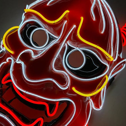Masque Samouraï Oni LED Avec Effet Lumineux Néon