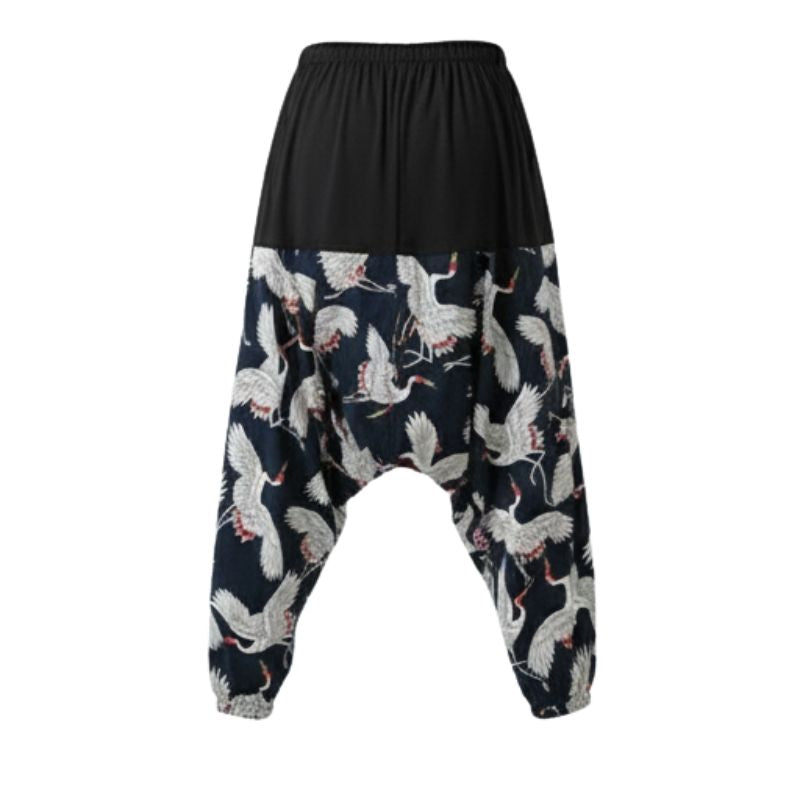 Pantalon Japonais Ample Homme À Motifs Grues