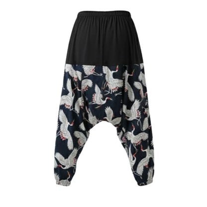 Pantalon Japonais Ample Homme À Motifs Grues