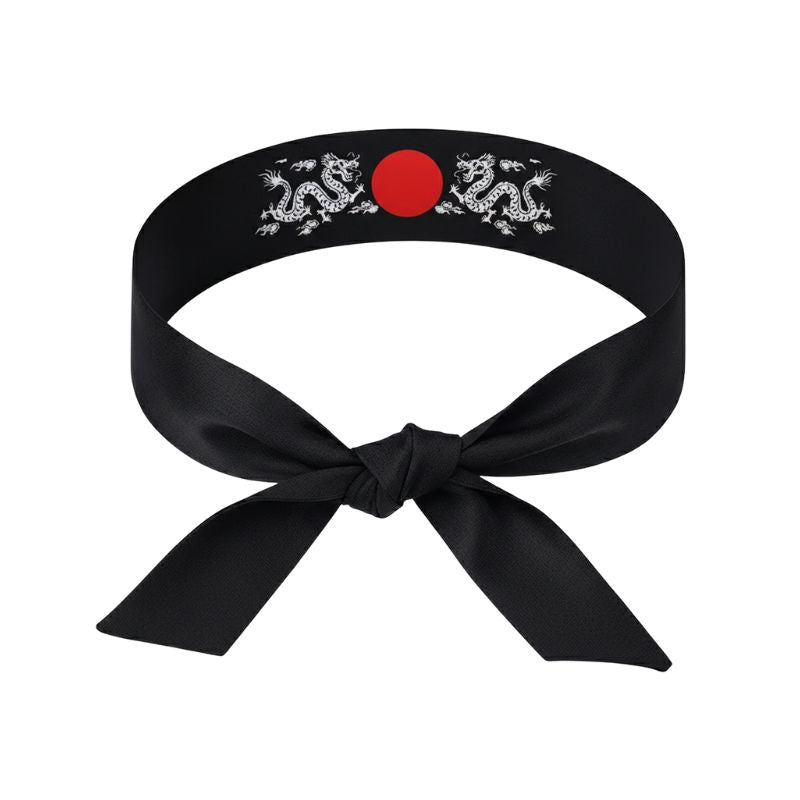 Hachimaki Avec Soleil Rouge Et Dragons