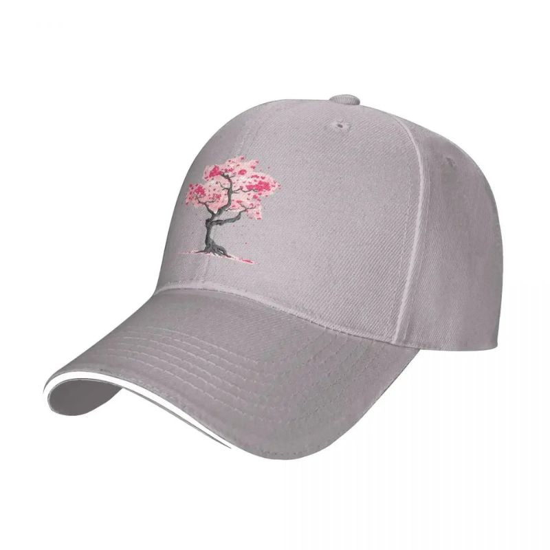 Casquette Japonaise Blanche Avec Motif Cerisier Sakura