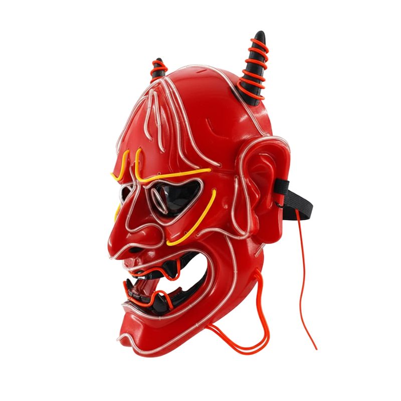 Masque Samouraï Oni LED Avec Effet Lumineux Néon