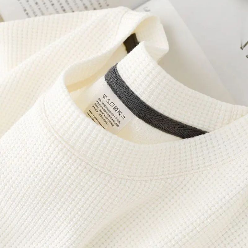 T-Shirt Japonais Minimaliste Gaufre Avec Col Rond