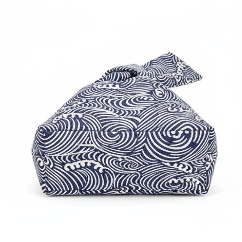 Sac Japonais Bleu Avec Motif Vagues Blanches