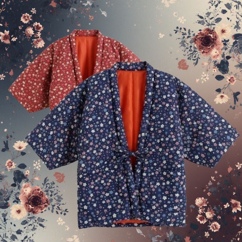 Hanten Femme Traditionnel Japonais En Design Fleuri