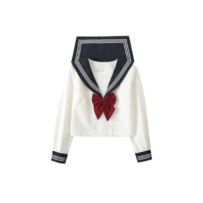 Uniforme Japonais En Ensemble Marin Avec Nœud Élégant
