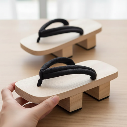 Sandales Geta Japonaises En Bois Clair Avec Semelle Surélevée